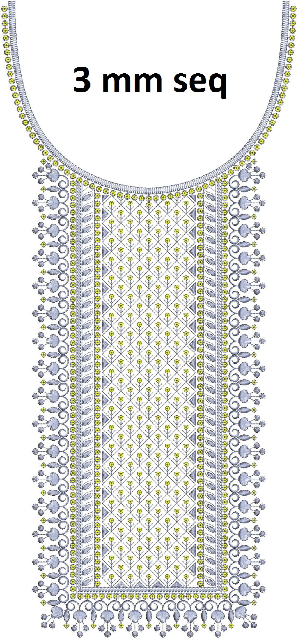 3 mm seq fancy neck /gala embroidery design  Machine Embroidery Designs