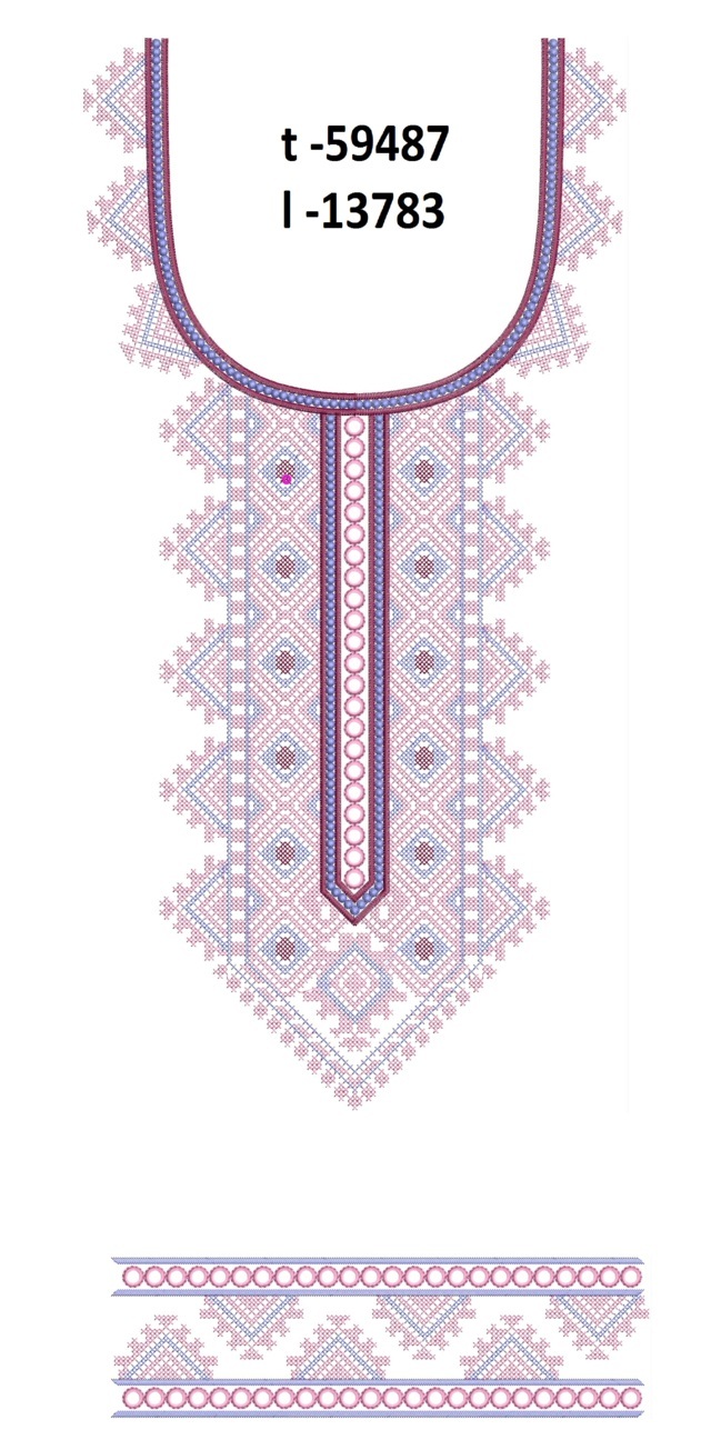 Cross Stitch Neck with lace/border Embroidery Design