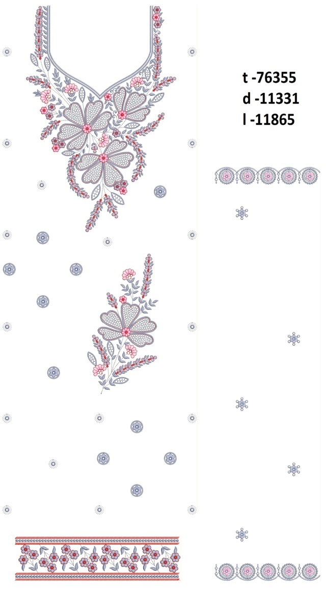 fancy long suit  neck penal top/duptta embroidery design  Machine Embroidery Designs