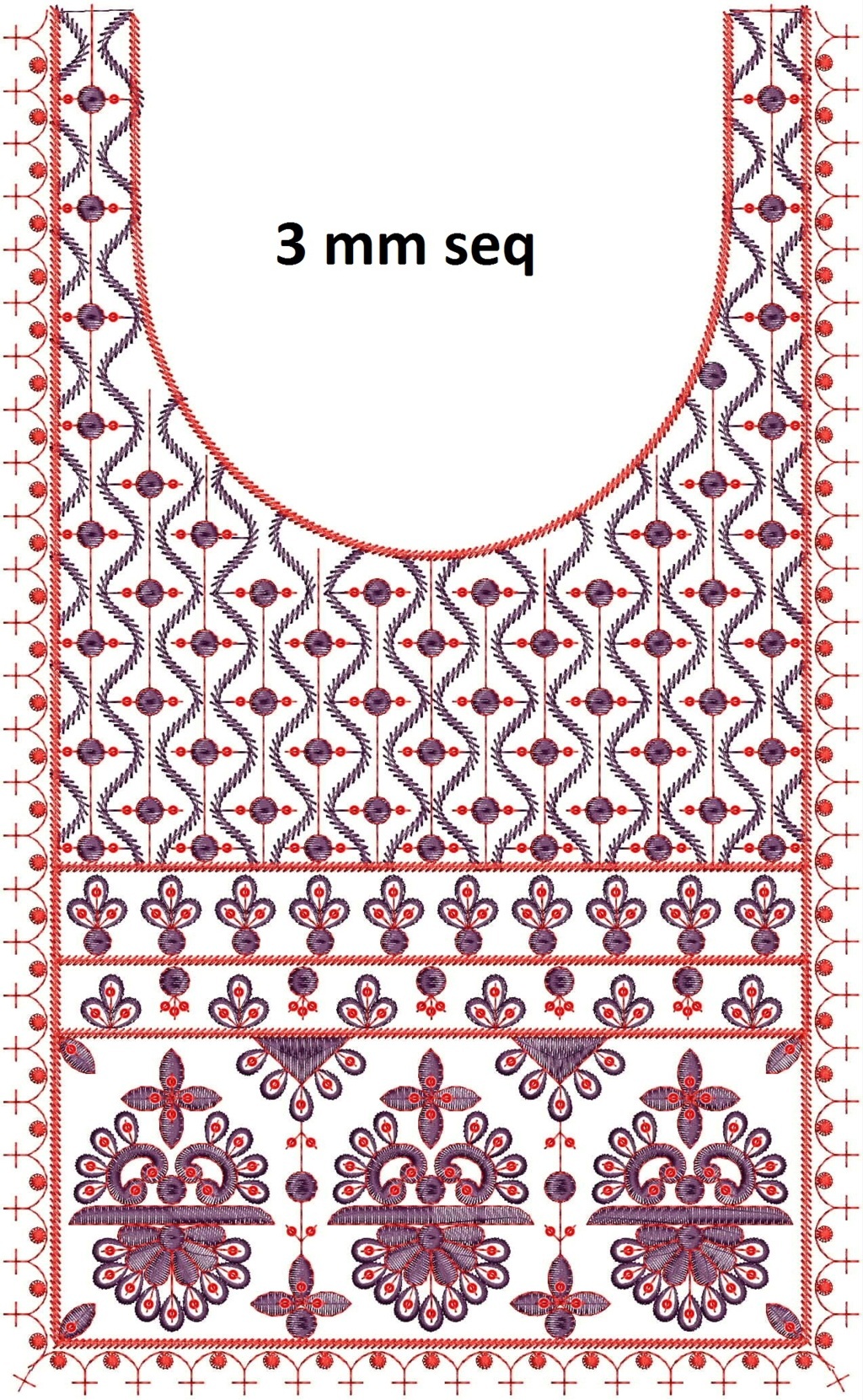 3 mm seq Latest neck top&kurti embroidery design   Machine Embroidery Designs