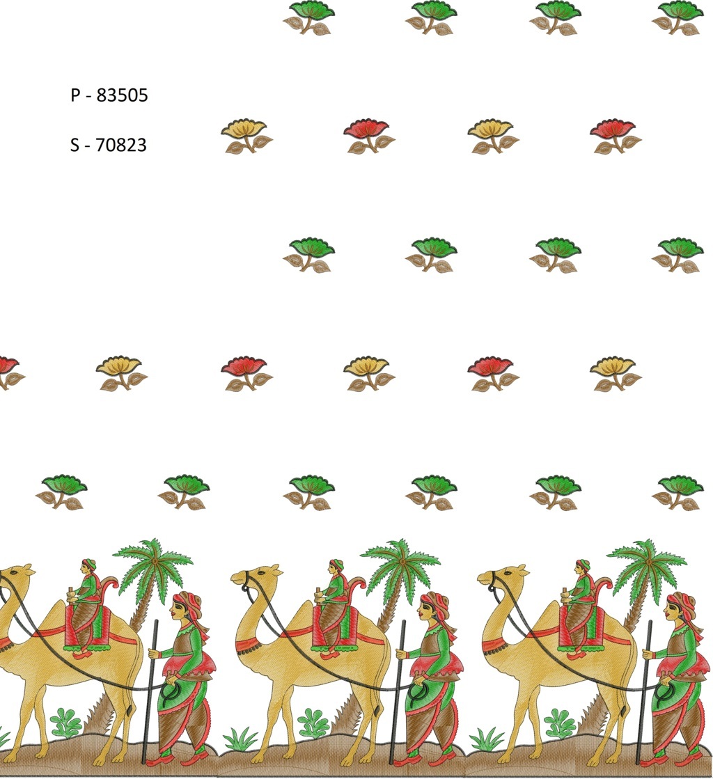 Beautiful camel figure concept pallu skt saree embroidery design Machine Embroidery Designs